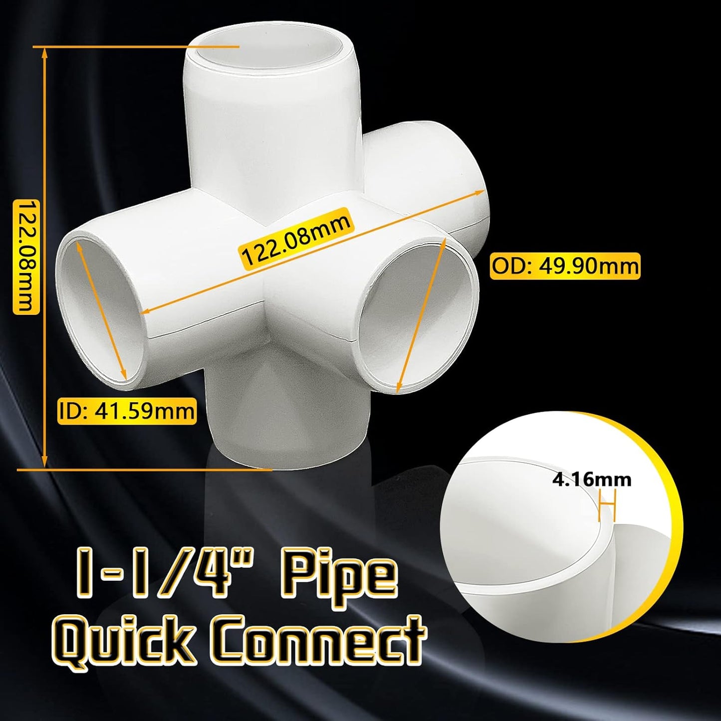 4Pcs 5-Way White PVC Fitting Elbow