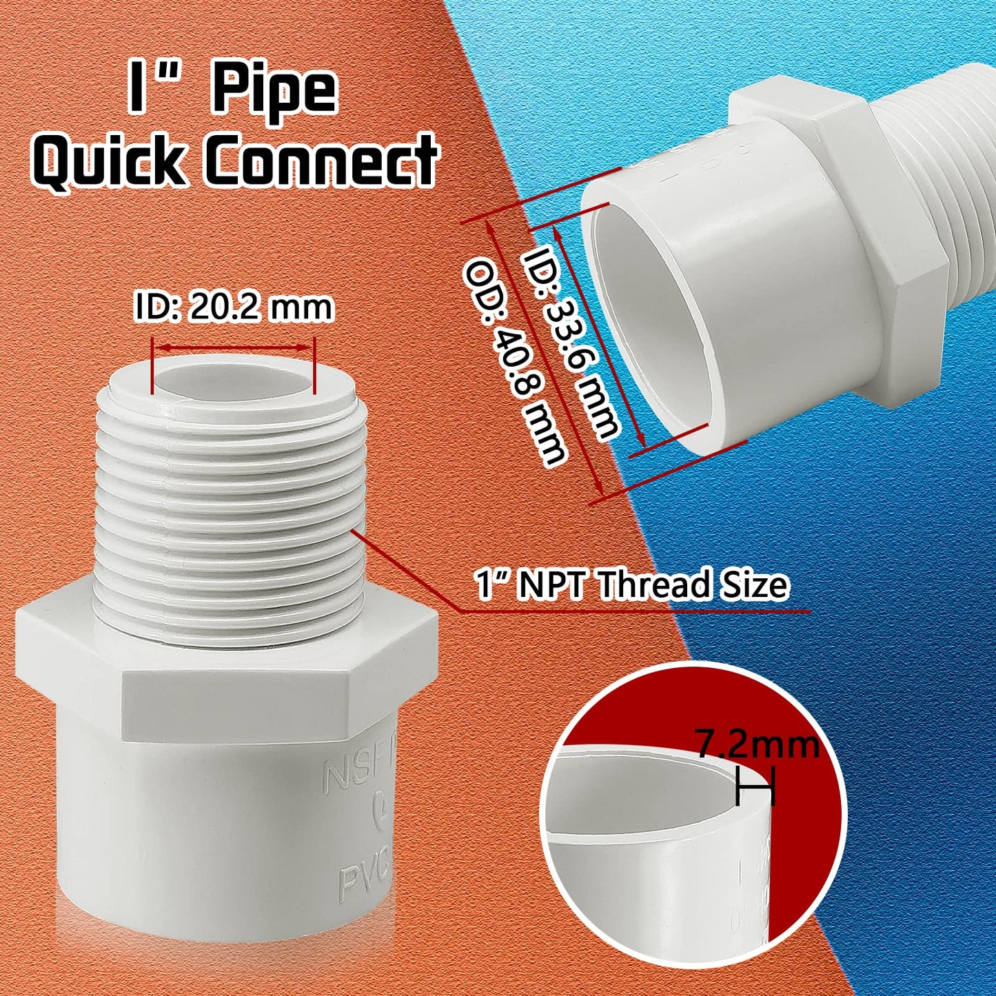 10Pcs White PVC Pipe Fittings with slip