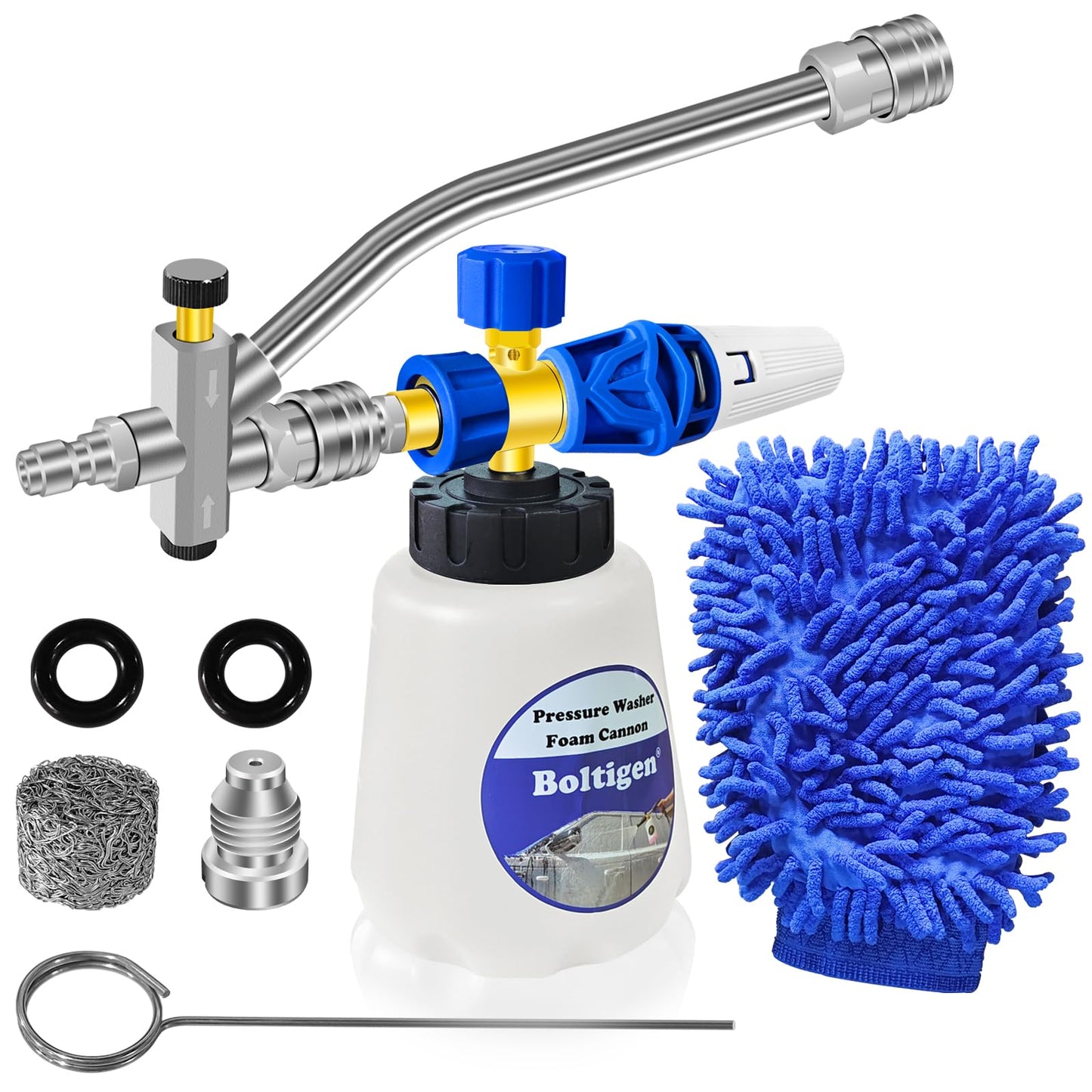 Canon à mousse pour nettoyeur haute pression avec outil à double connecteur, pulvérisateur de lavage à Jet de lance à mousse pour nettoyeur haute pression avec M22-14 et connexion rapide de 1/4 pouces