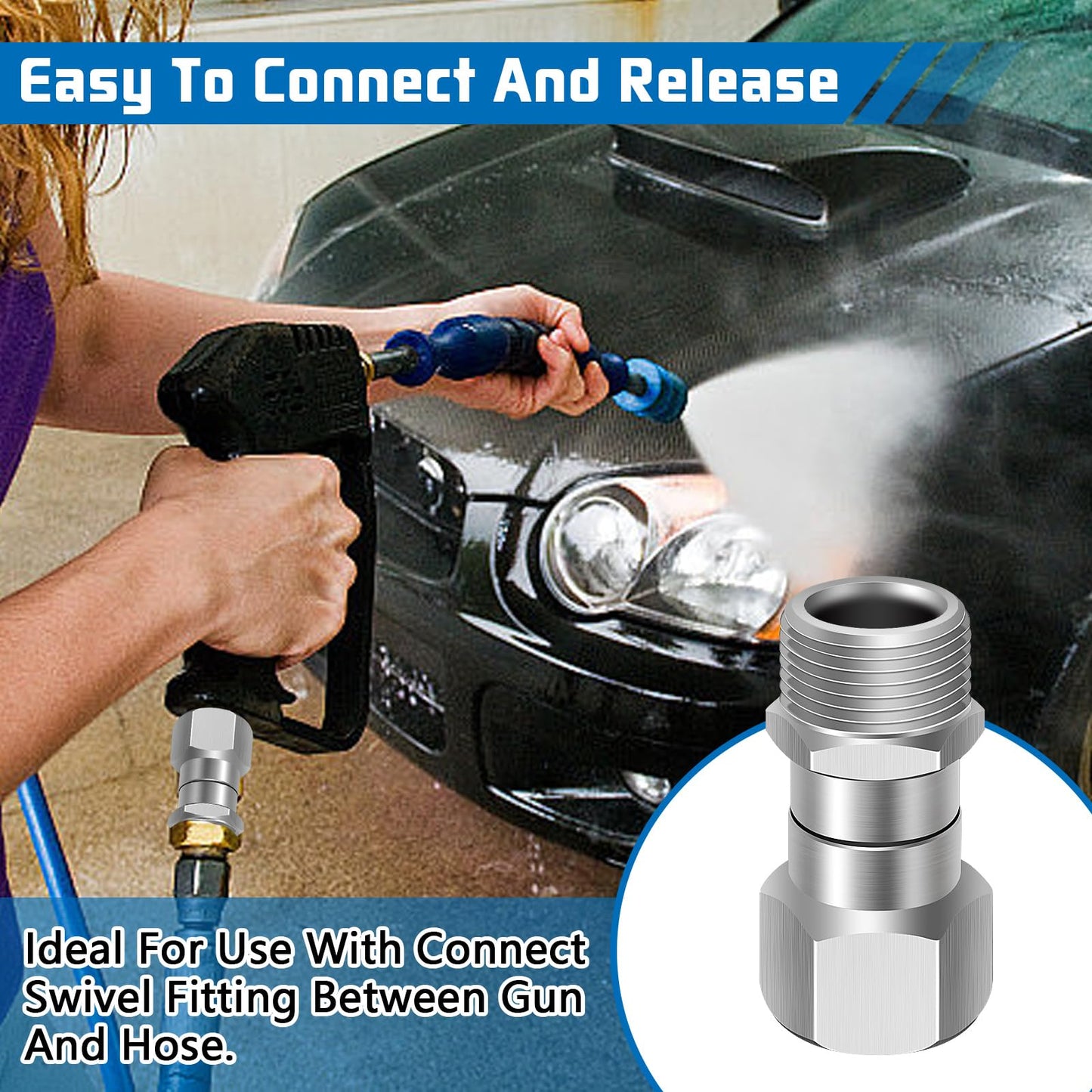 Boltigen 2Pcs M22-14mm Pressure Washer Swivel Fitting