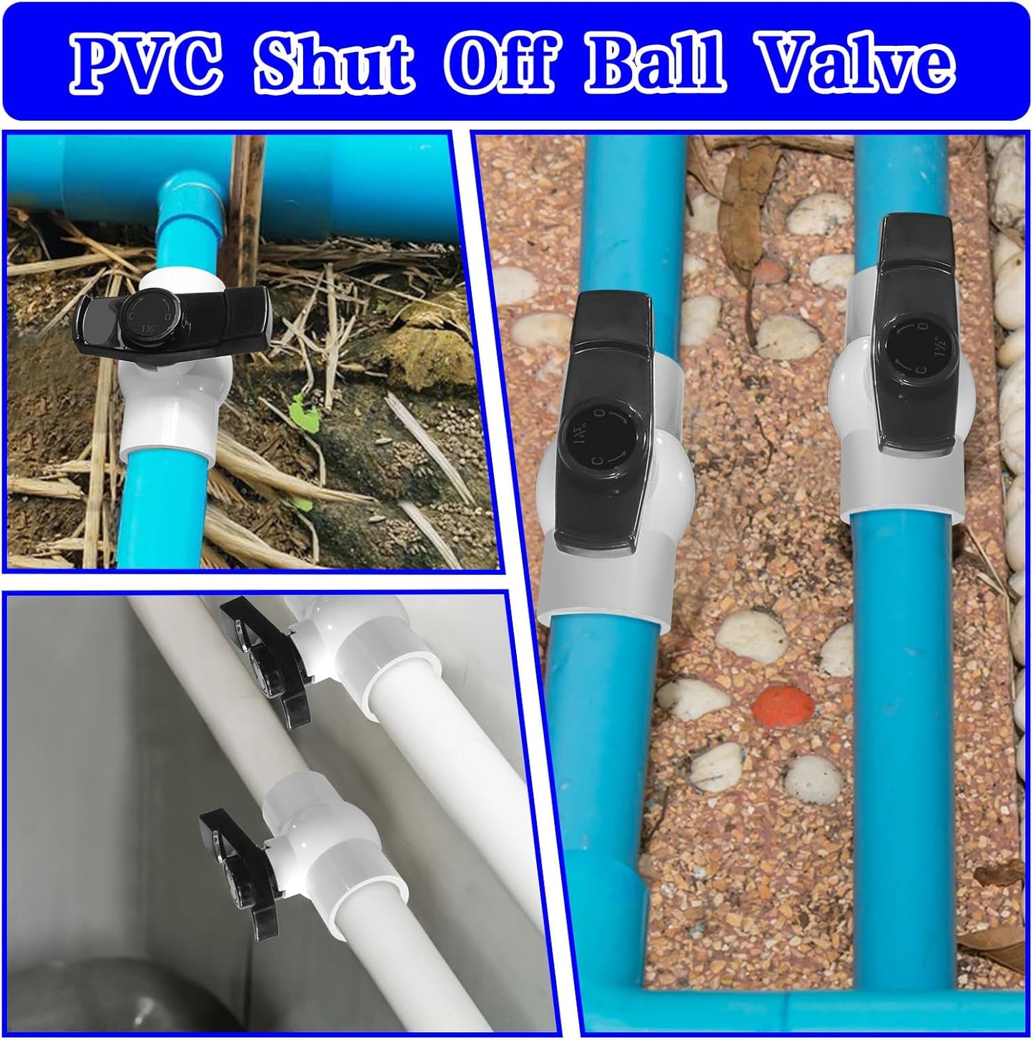 2Pcs Slip PVC Ball Valve with ''T'' Nimble Handle