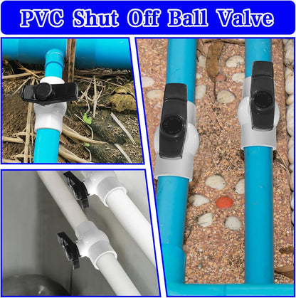 2Pcs Slip PVC Ball Valve with ''T'' Nimble Handle