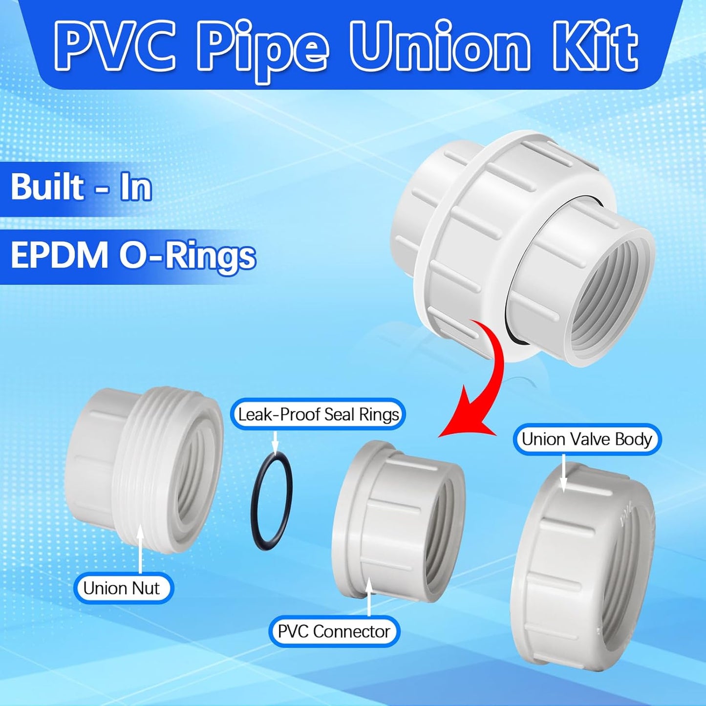 4PCS PVC Union Coupling Pipe Fitting