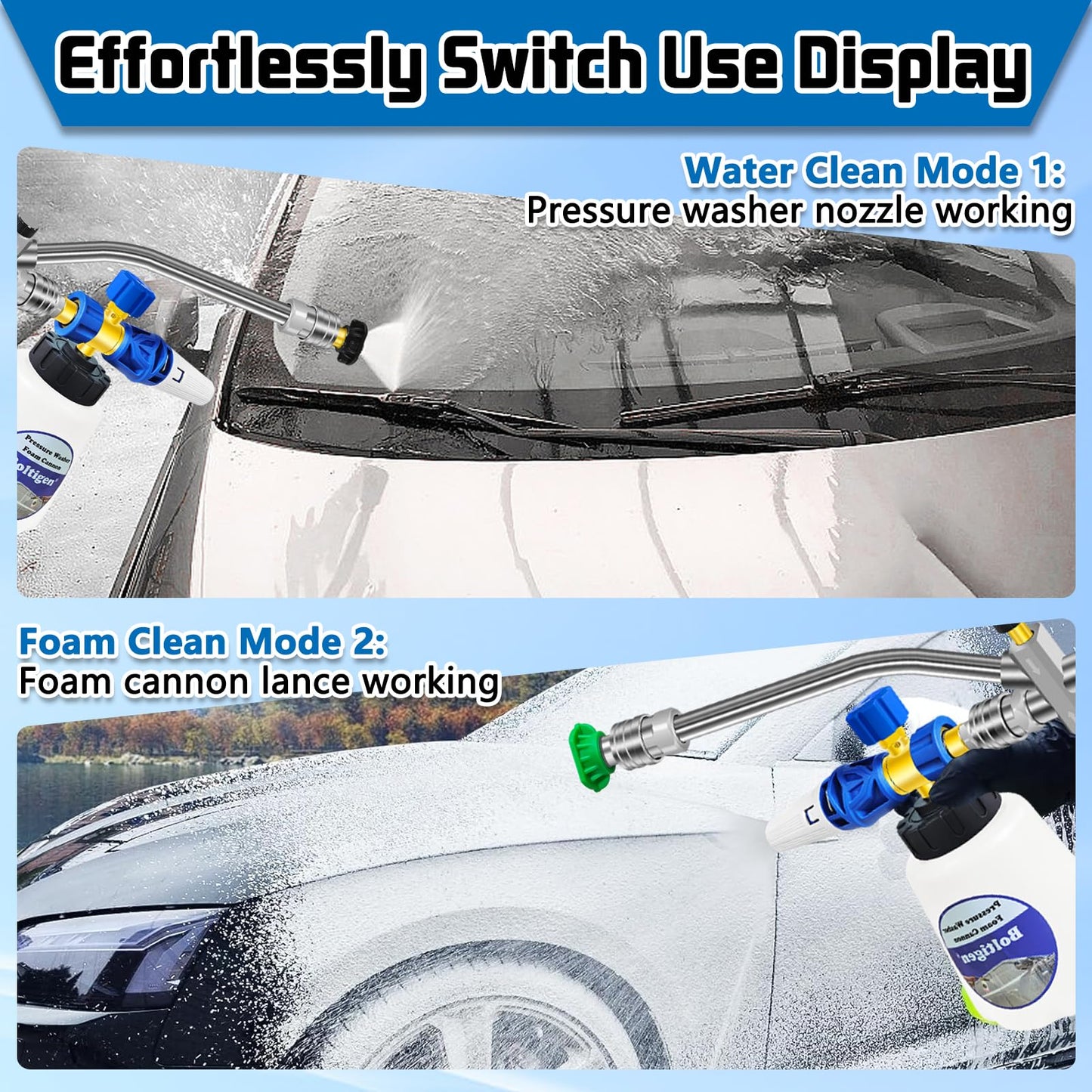 Pressure Washer Dual-Connector Tool with 7 Pressure Washer Nozzle Tips