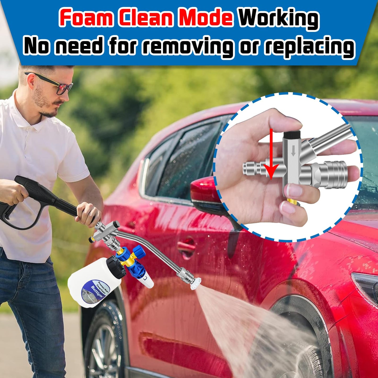 Pressure Washer Dual-Connector Tool with 7 Pressure Washer Nozzle Tips