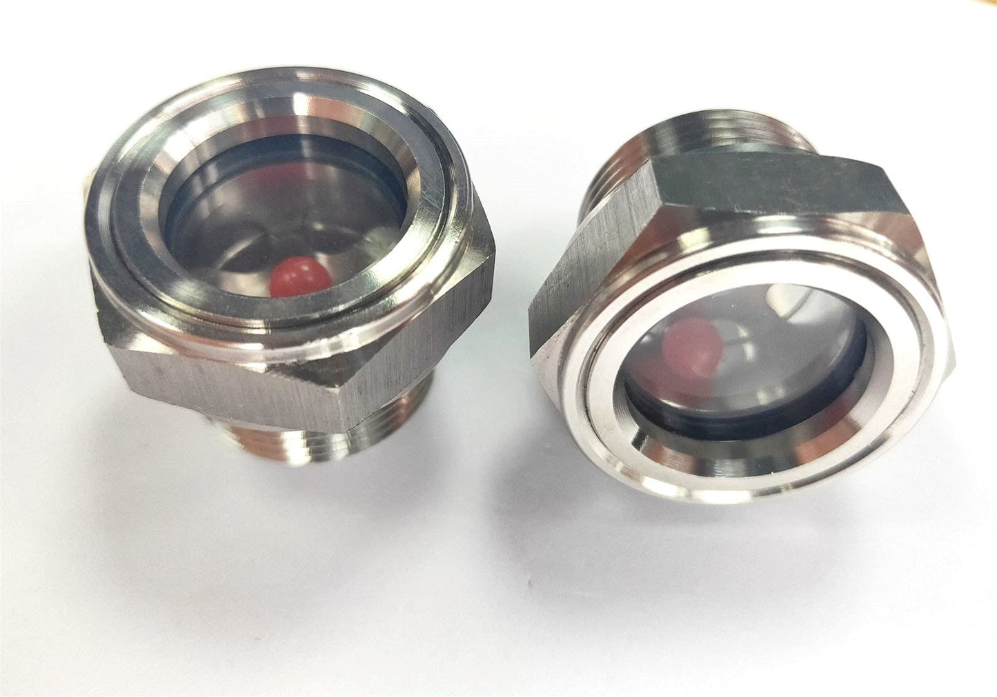 3/4'' NPT Male Hex Head Stainless Steel Oil Sight Glass Liquid Level Gauge Oil Indicator Window For Air Compressor Gearbox Fittings Hydraulic Tank Sight Glass (3/4'' NPT Male)