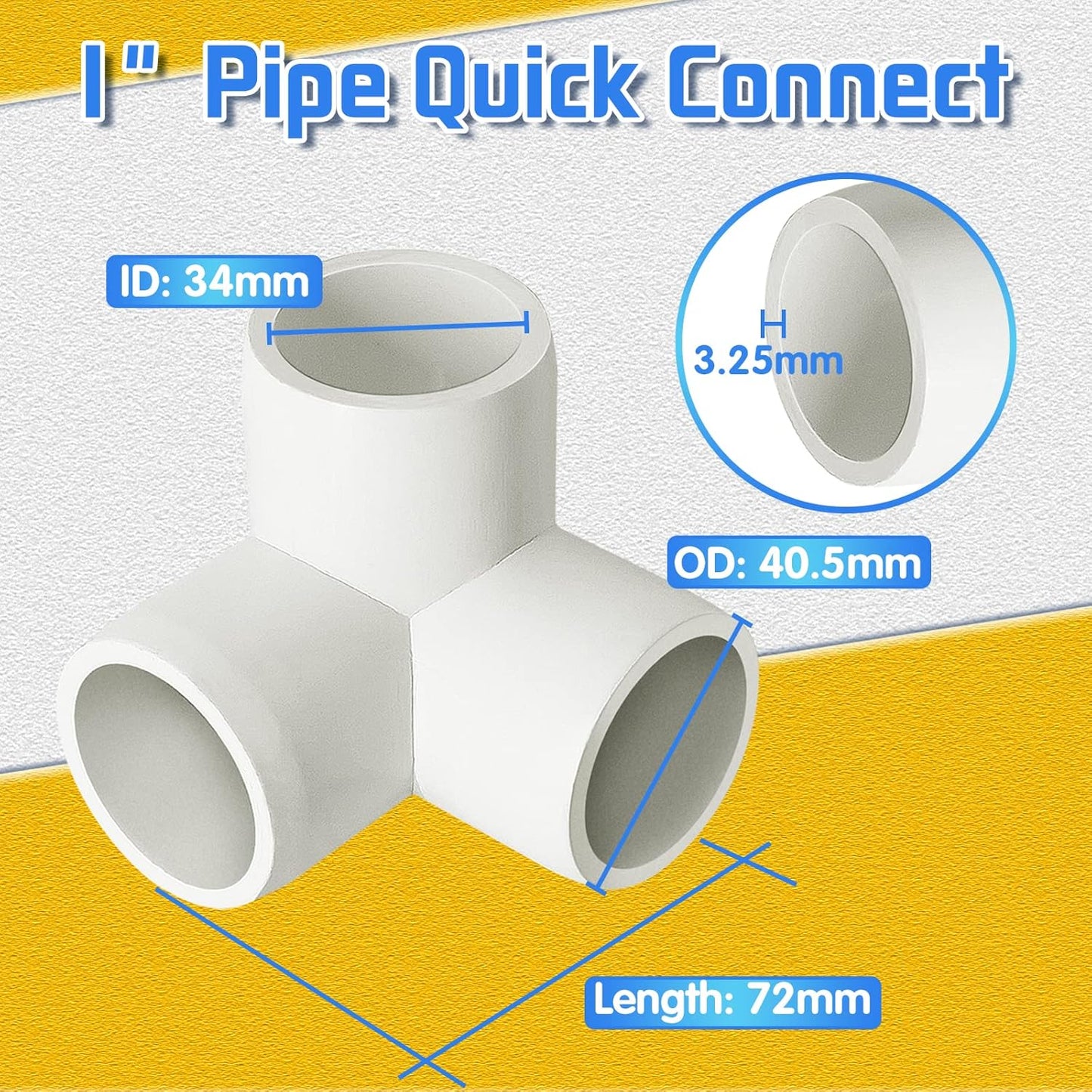 3 Way White PVC Fitting Elbow