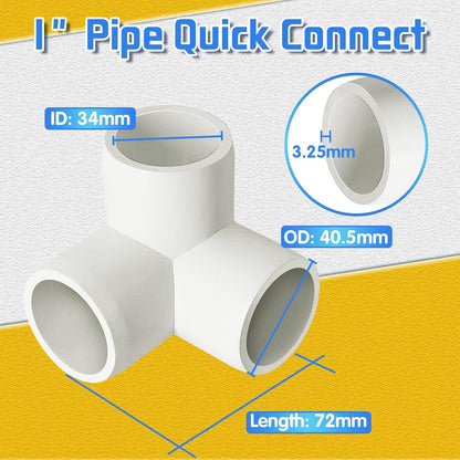 3 Way White PVC Fitting Elbow