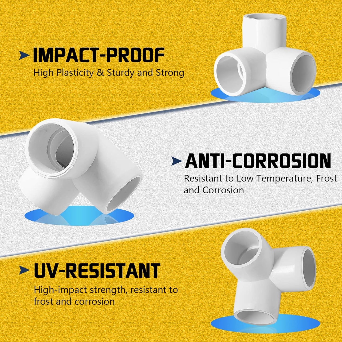 3 Way White PVC Fitting Elbow