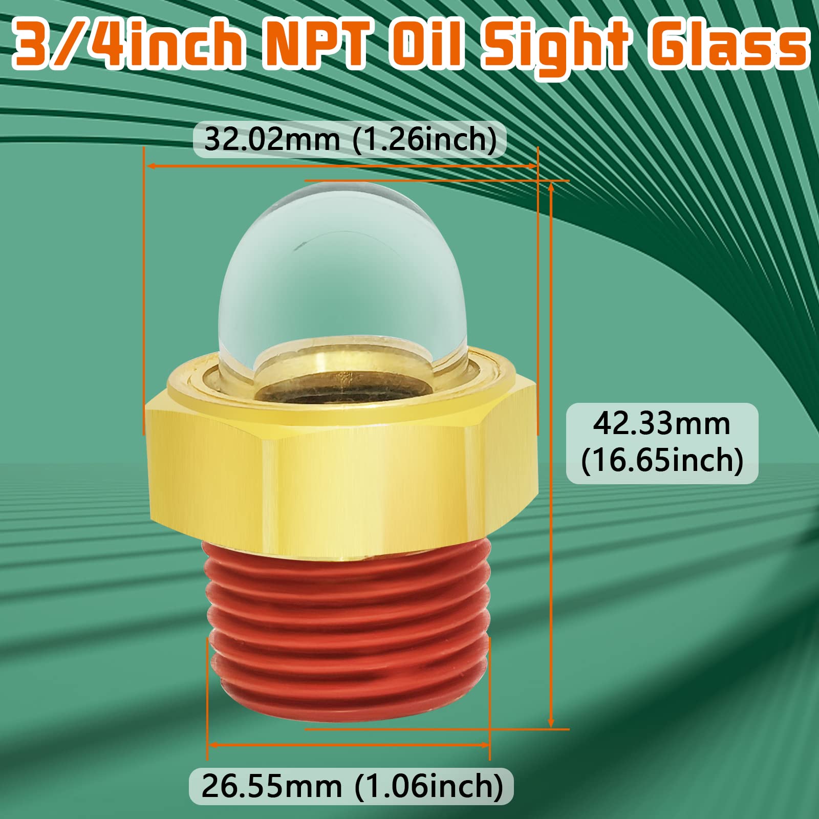 3/4 NPT brass oil sight glass