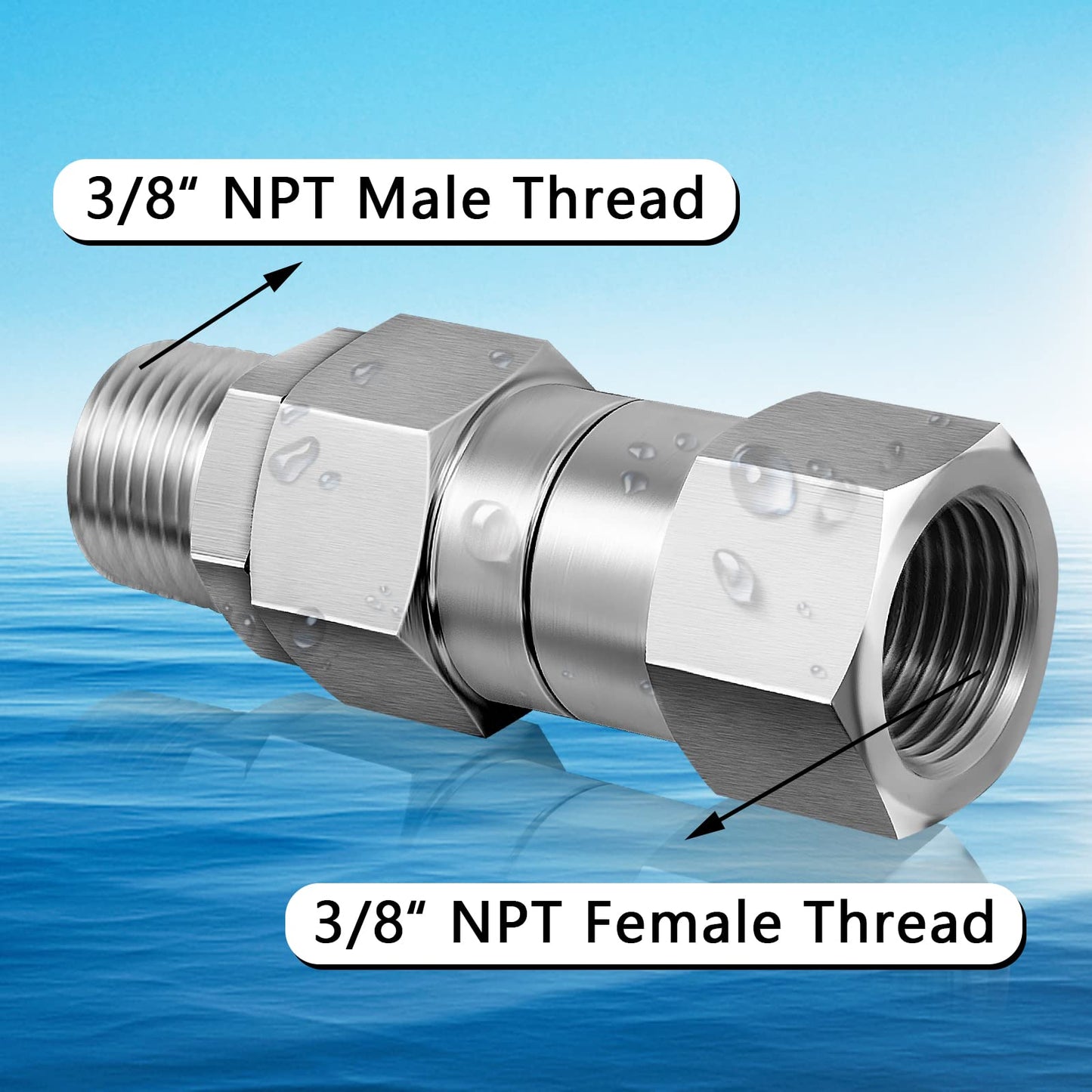 Raccord pivotant pour nettoyeur haute pression 3/8 NPT mâle à femelle-2 pièces 
