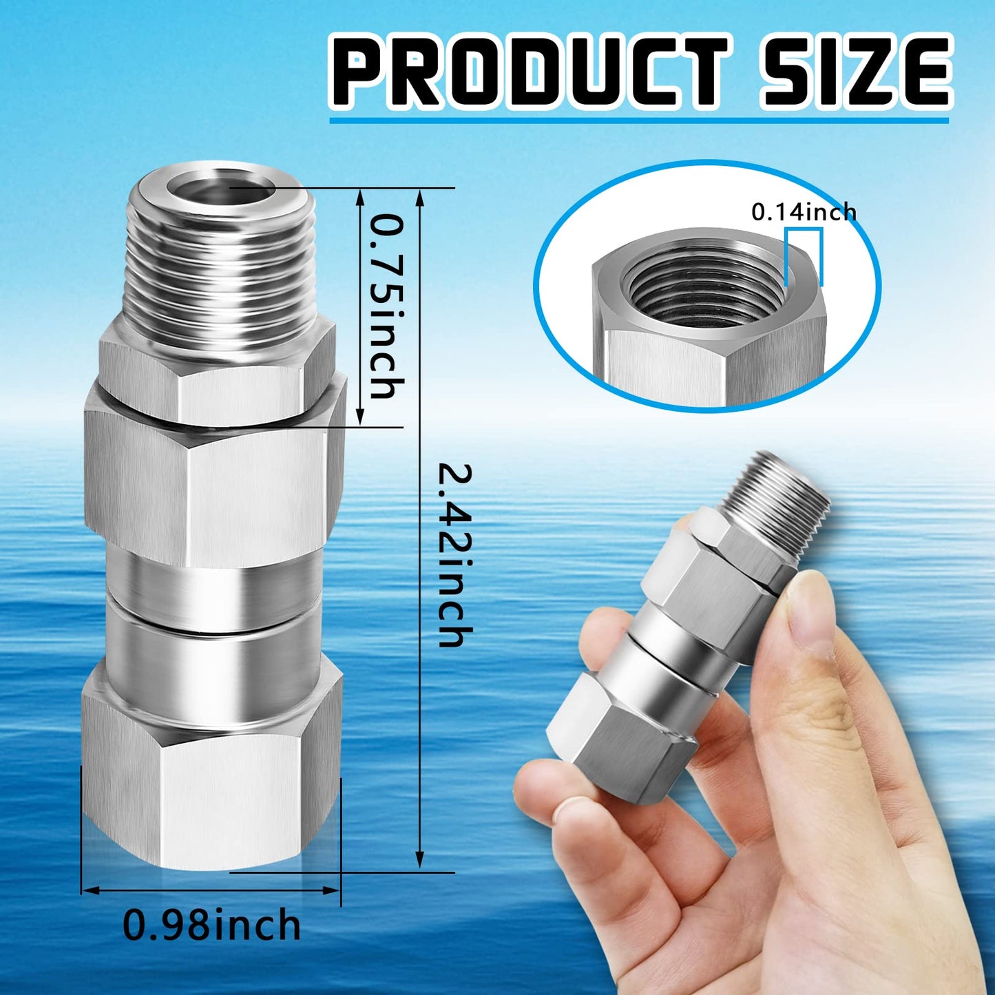 Raccord pivotant pour nettoyeur haute pression 3/8 NPT mâle à femelle-2 pièces 