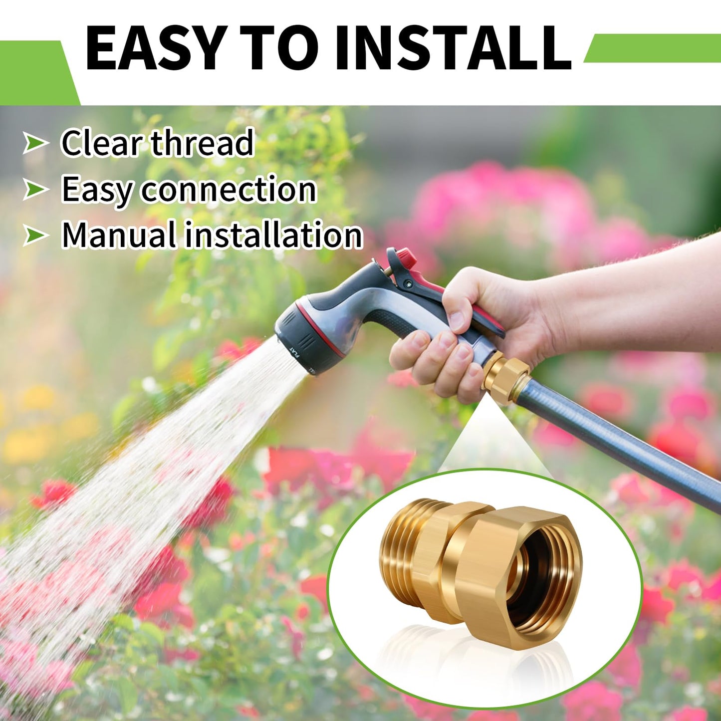 Conector giratorio para manguera de jardín Boltigen, conector giratorio para manguera de jardín de 3/4 GHT, adaptador de manguera macho a hembra de 360 ​​grados para exteriores