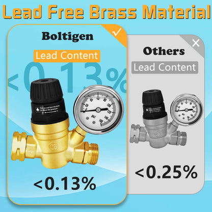 RV Water Pressure Regulator with Gauge