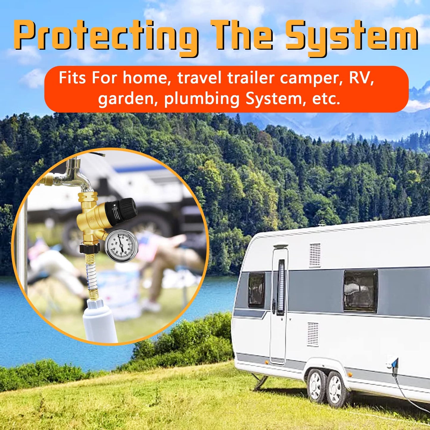 RV Water Pressure Regulator with Gauge