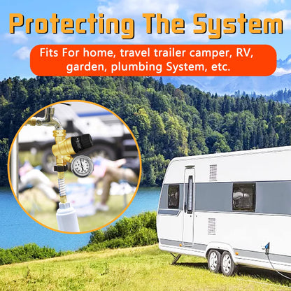 RV Water Pressure Regulator with Gauge