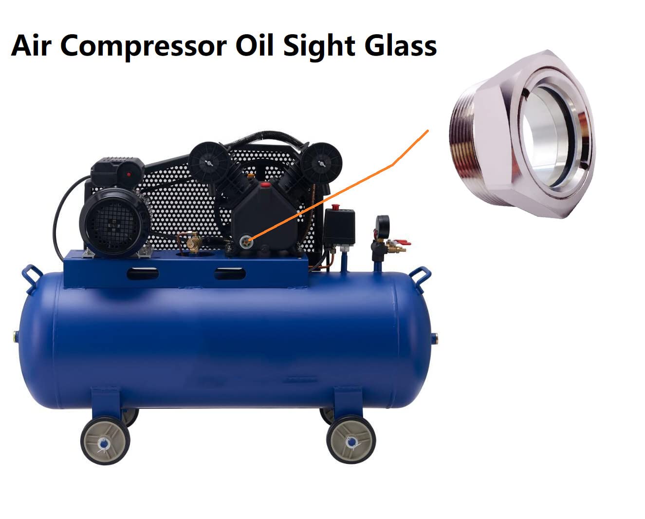 The compressor oil sight plug is a kind of liquid indicator used in tanks, air compressors, pumps, piping system, automotive industries, lab equipments, bearing housing and mixers etc. The oil level indicator has good viewport for visual Inspection of water, oil and gas (WOG).