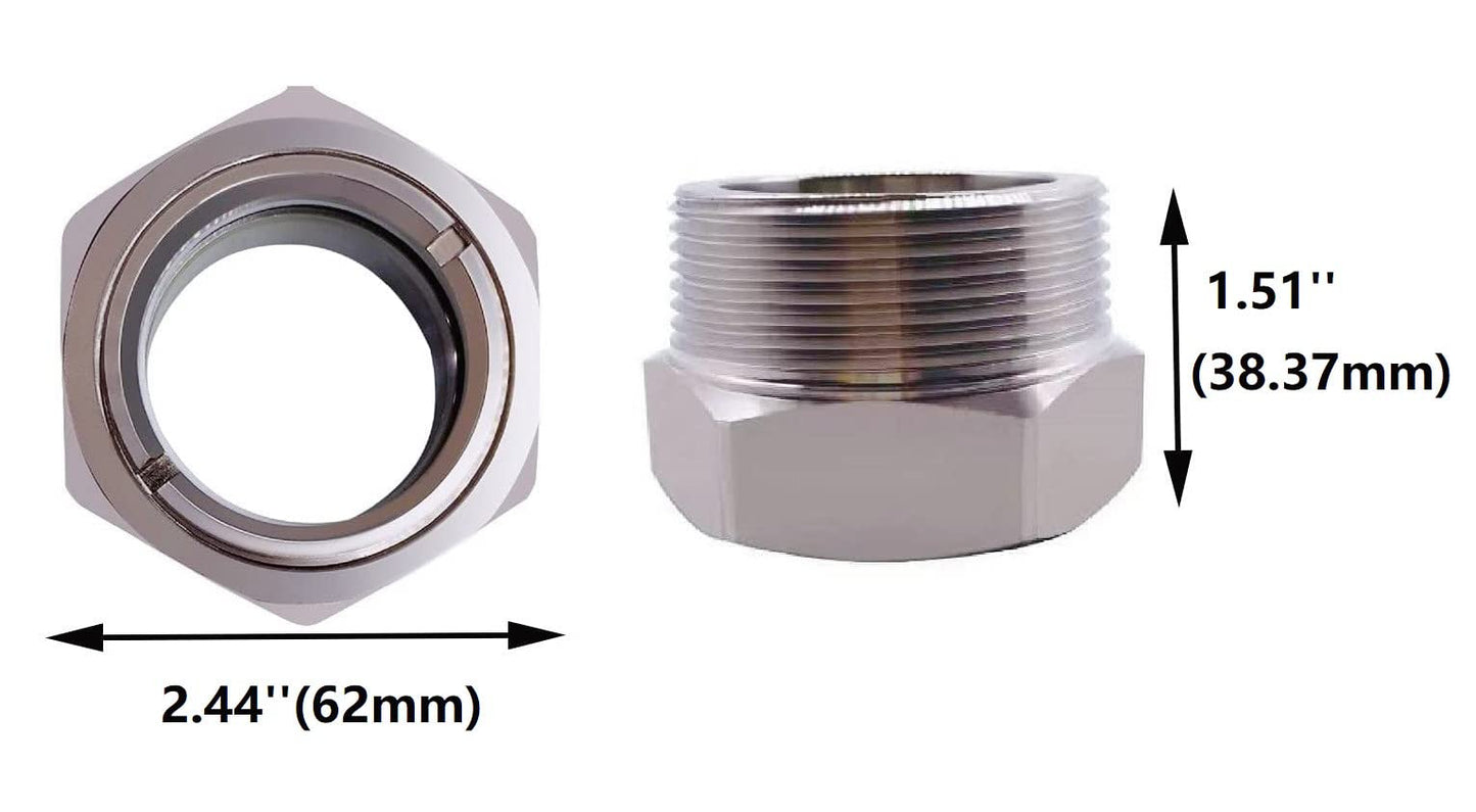 3/4'' NPT Male Hex Head Stainless Steel Oil Sight Glass