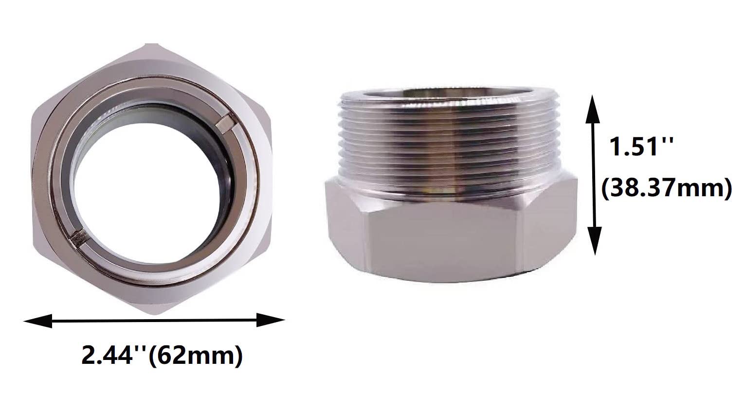 3/4'' NPT Male Hex Head Stainless Steel Oil Sight Glass