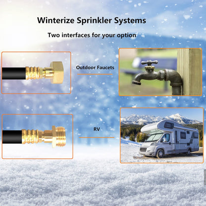 When connected with male garden hose end is used to winterize RV, camper, boat, etc.