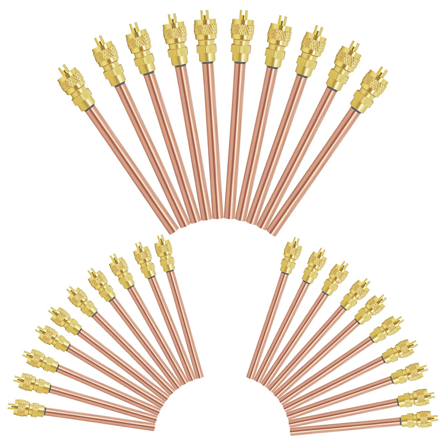 Vanne de Service d'accès 30 pièces, vannes d'accès de remplissage en laiton et cuivre, noyau de tige 1/4 ''SAE x 1/4'' OD x 3.54'' 