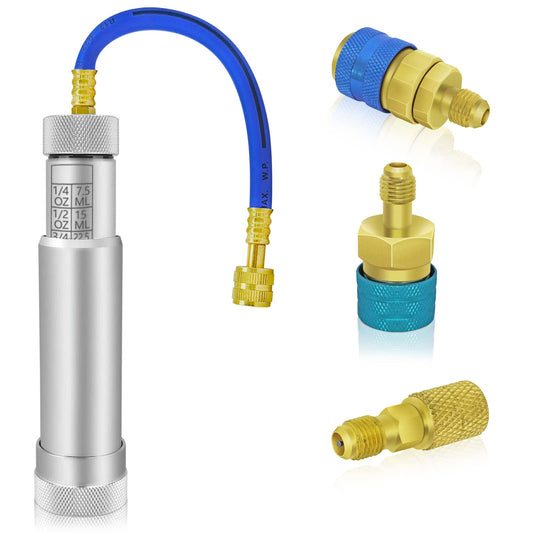 Kit d'injecteur de colorant d'huile AC, prévention du reflux d'injecteur d'huile et de colorant A/C avec coupleur rapide réglable R134a 