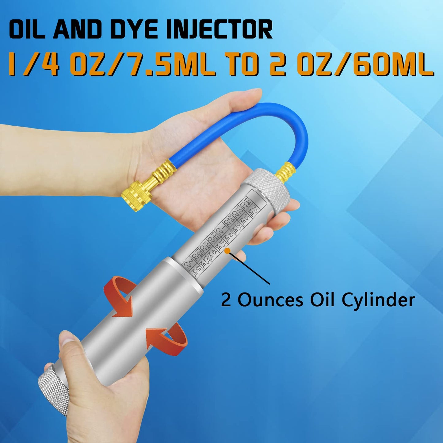AC Oil Dye Injector Kit with R134a Adjustable Quick Coupler