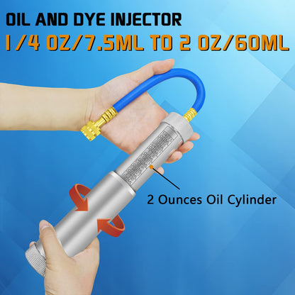 AC Oil Dye Injector Kit with R134a Adjustable Quick Coupler