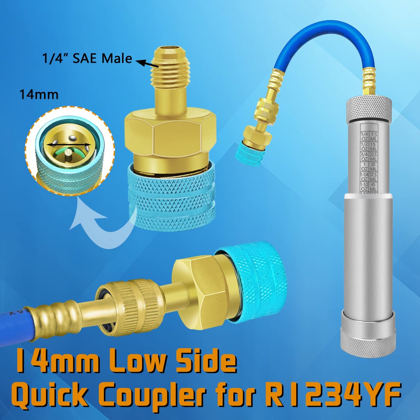 AC Oil Dye Injector Kit with R134a Adjustable Quick Coupler