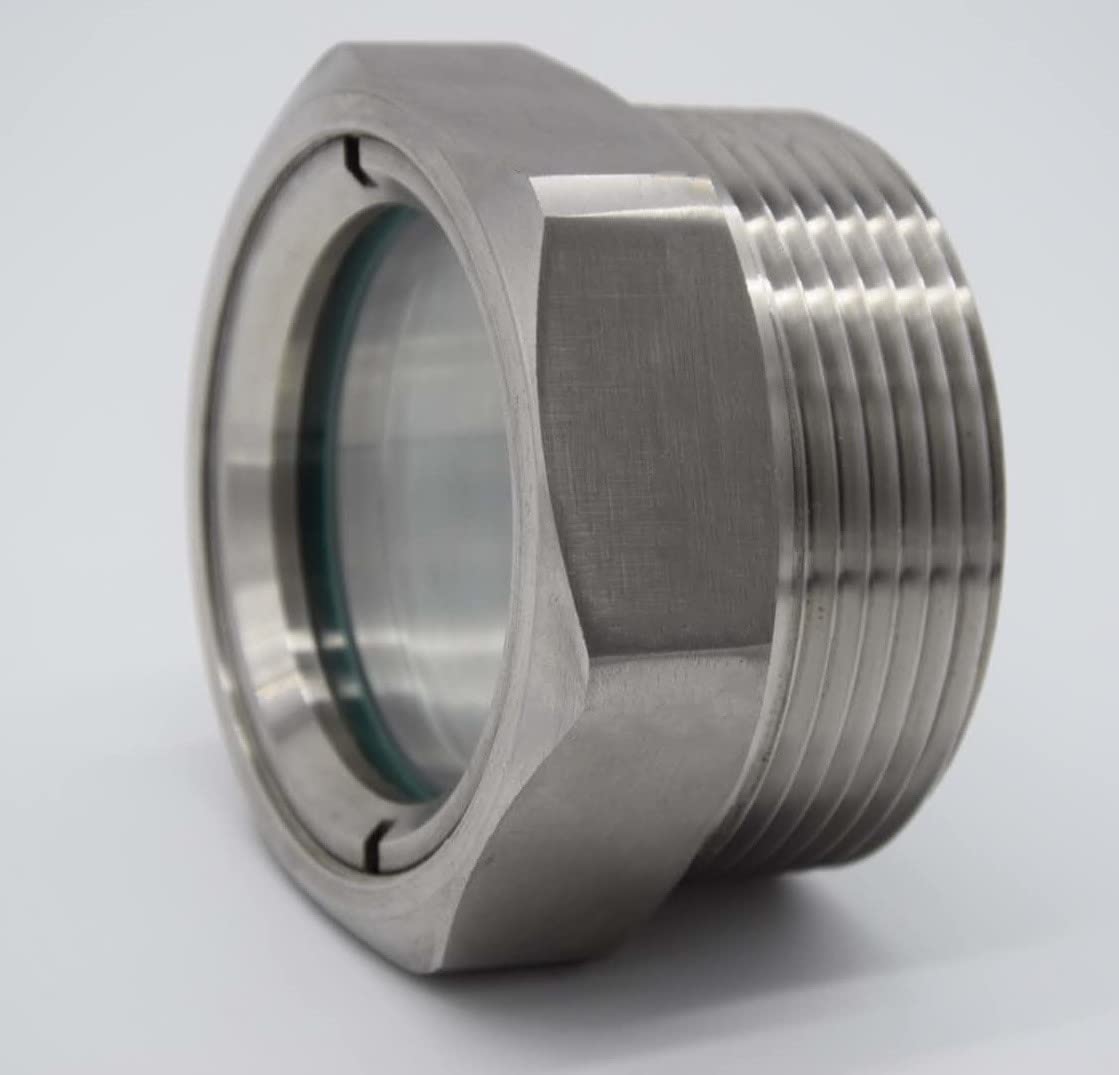 3/4'' NPT Male Hex Head Stainless Steel Oil Sight Glass Liquid Level Gauge Oil Indicator Window For Air Compressor Gearbox Fittings Hydraulic Tank Sight Glass (3/4'' NPT Male)