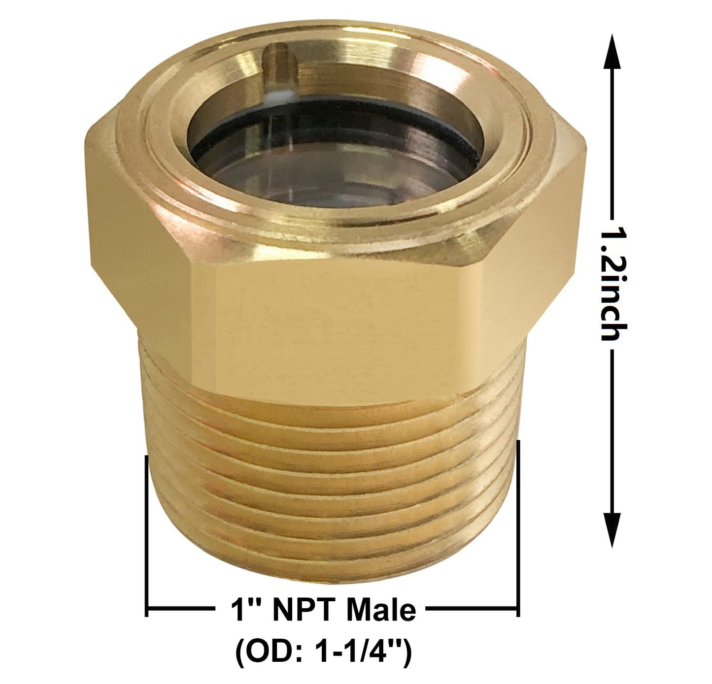 3/4'' NPT Male Hex Head Stainless Steel Oil Sight Glass Liquid Level Gauge Oil Indicator Window For Air Compressor Gearbox Fittings Hydraulic Tank Sight Glass (3/4'' NPT Male)